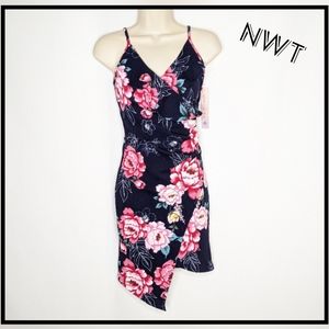 Crave Fame blue floral bodycon dress‎